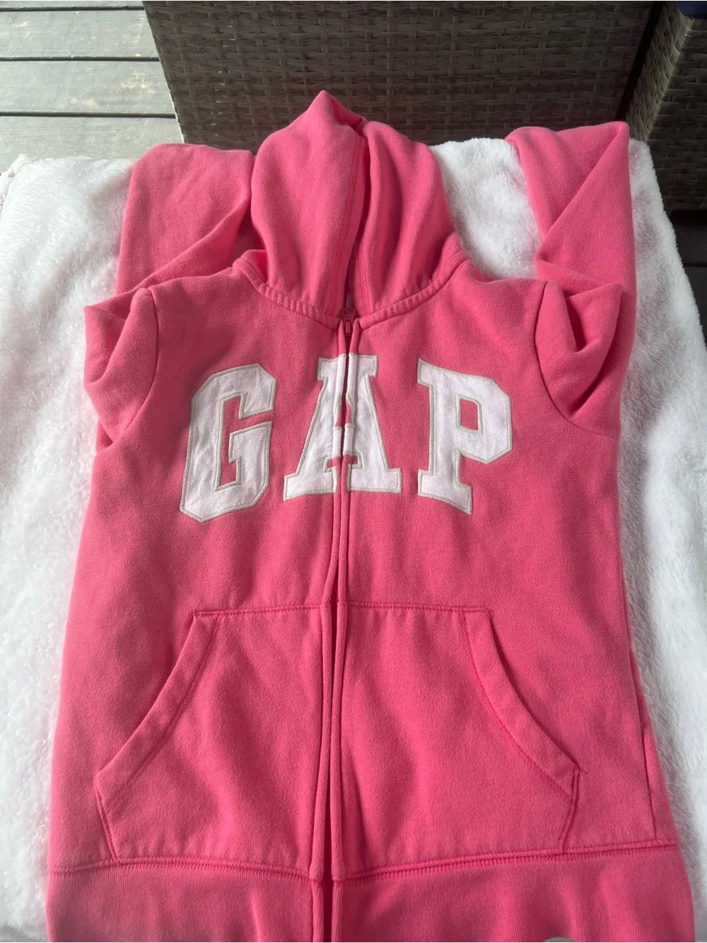 GAP Pink Hooded Zip-Up Sweatshirt with White Logo